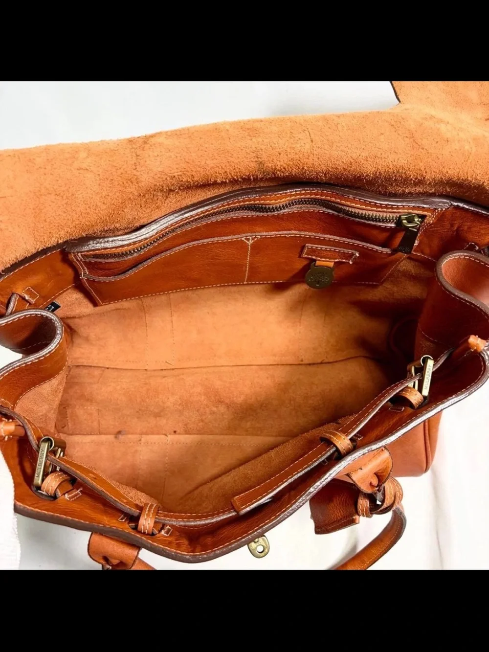 Mulberry Russet Leather Bayswater Satchel with Brass Hardware